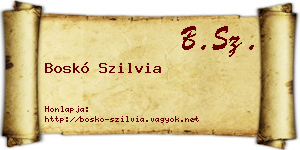 Boskó Szilvia névjegykártya
